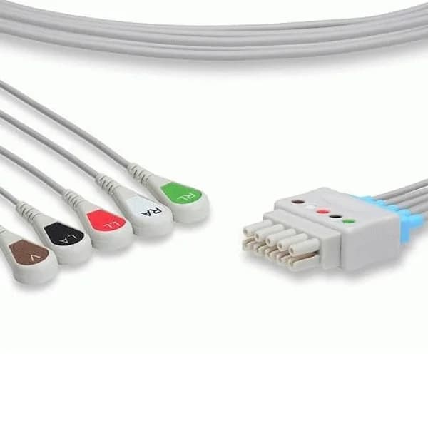 Datex Ohmeda Compatible 5-Lead ECG Snap Cables - New