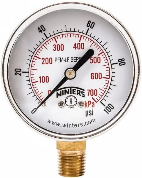 STERIS P117959-340 Water Pressure Gauge 1/4" 0-100 PSI Bottom Mounted - 8408