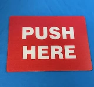 WASHER SOLUTIONS WS6588 Nameplate - PUSH HERE 6.25L x 8.25H - 6588