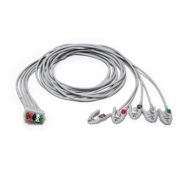 GE Healthcare - Recertified 5-Lead ECG Leadwire Set, AHA, Grabber - 2106391-002