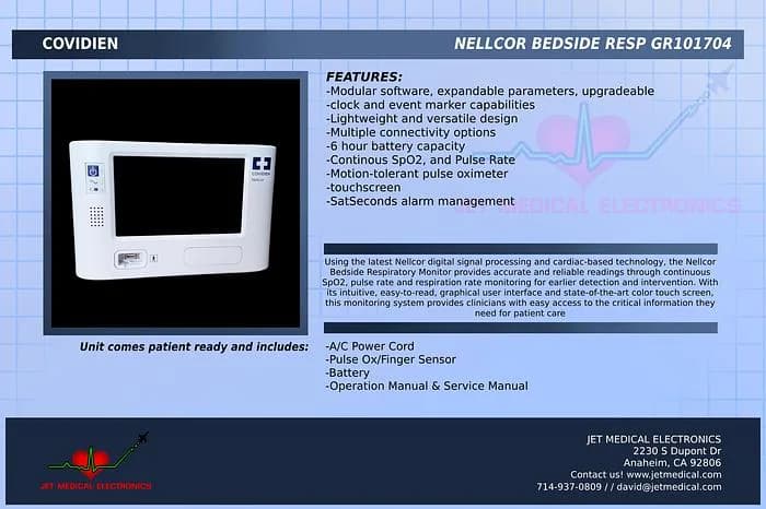 Covidien Nellcor Bedside Respiratory Monitor GR101704