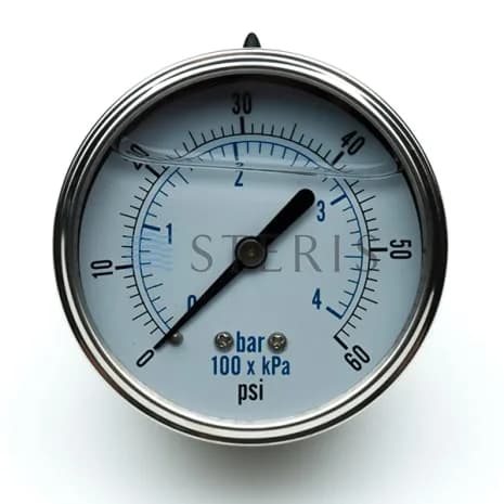 STERIS P764324-481 Pressure Gauge 1/4 SS 0 - 60 PSI Oil Filled - 7403